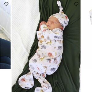 Caden Lane Safari Print Baby Hat and Gown Set